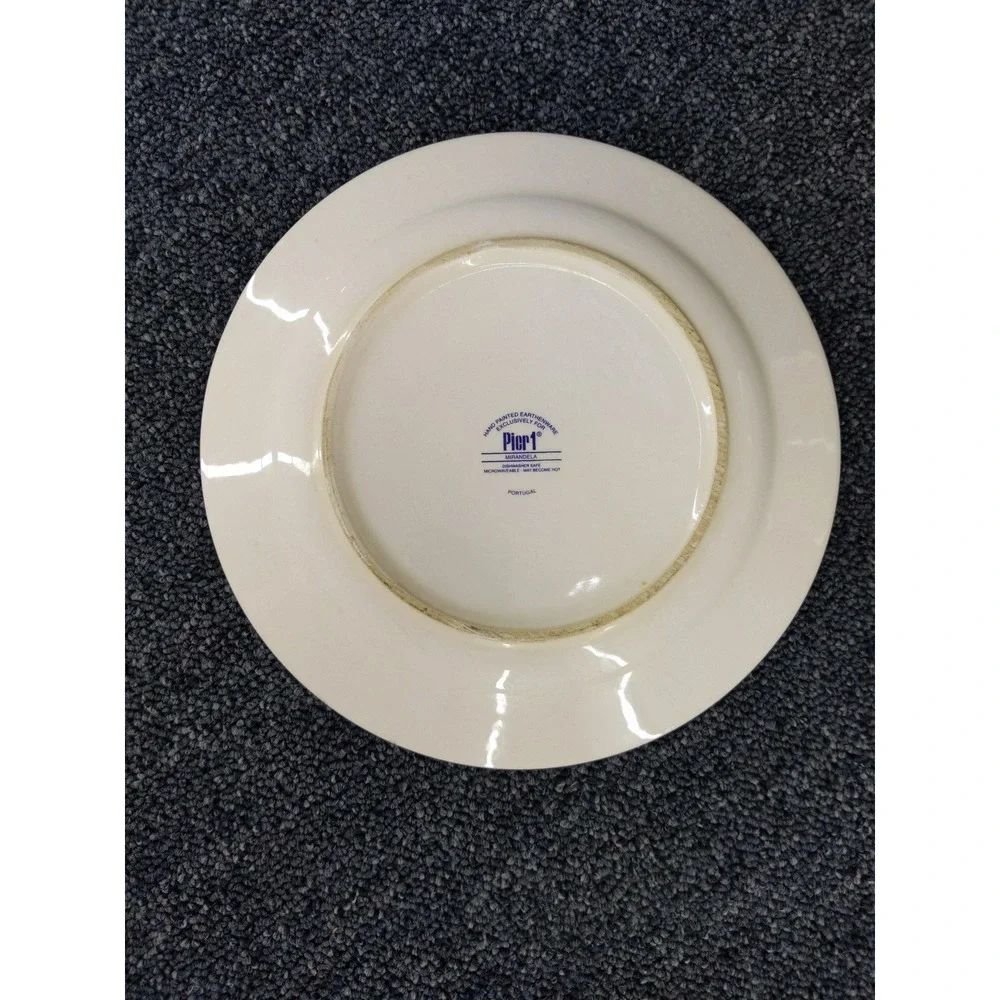 Pier 1 Mirandela Salad Plates 9in Yellow Blue Hand Painted Portugal Set of 2